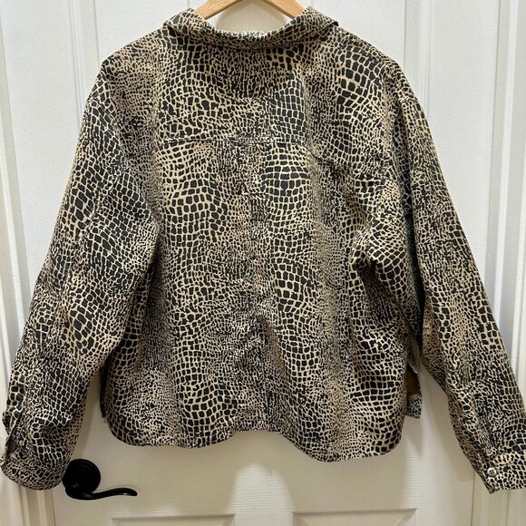 Chicos Women's Jacket Size 3 (Large) Beige Brown Animal Print Lightweight Boho - Picture 10 of 11
